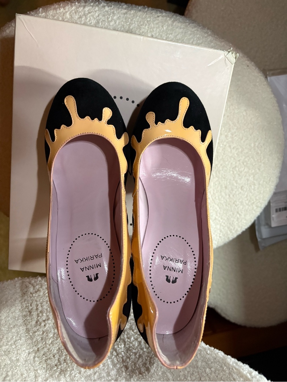 Minna Parikka Black and Tan Drip Heels